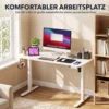 Elektrisch Verstelbare Staande Bureau Met LCD Display, Kabeldoorvoer & Haken, Wit
