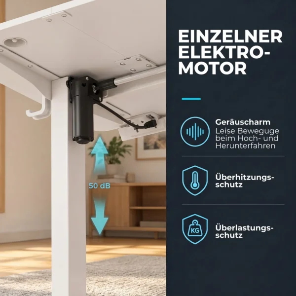 Elektrisch Verstelbare Staande Bureau Met LCD Display, Kabeldoorvoer & Haken, Wit