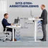Elektrisch Verstelbare Staande Bureau Met LCD Display, Kabeldoorvoeringen & Haken, Wit