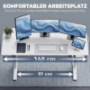 Elektrisch Verstelbare Staande Bureau Met LCD Display, Kabeldoorvoeringen & Haken, Wit