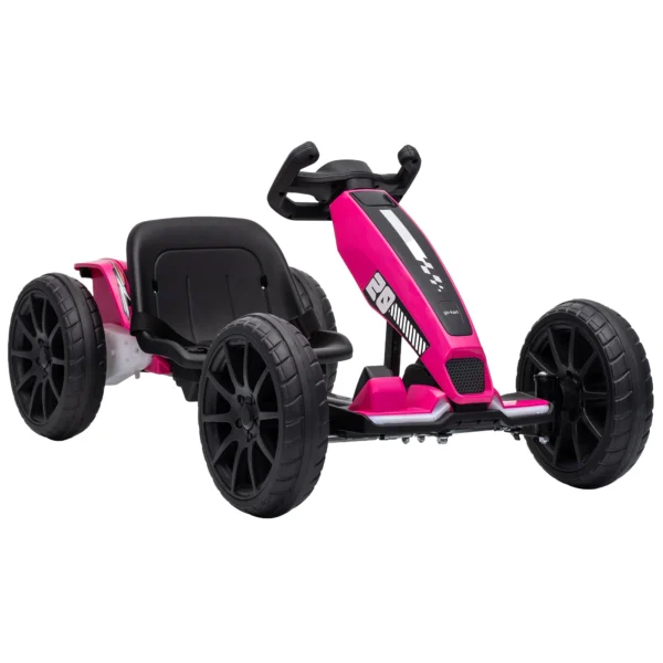 Elektrische Go Kart Voor Kinderen 12V Gokart Met 2 Motoren, 4 voudig Verstelbare Stoel Zachte Start EVA Wielen LED Koplampen