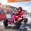 Elektrische Go Kart Voor Kinderen 12V Gokart Met 2 Motoren, 4 voudig Verstelbare Stoel Zachte Start EVA Wielen LED Koplampen