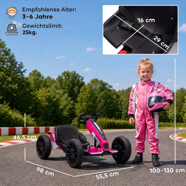 Elektrische Go Kart Voor Kinderen 12V Gokart Met 2 Motoren, 4 voudig Verstelbare Stoel Zachte Start EVA Wielen LED Koplampen