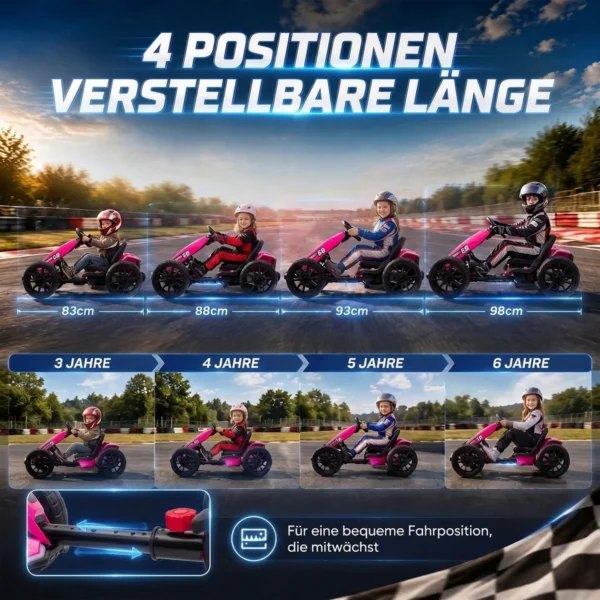 Elektrische Go Kart Voor Kinderen 12V Gokart Met 2 Motoren, 4 voudig Verstelbare Stoel Zachte Start EVA Wielen LED Koplampen