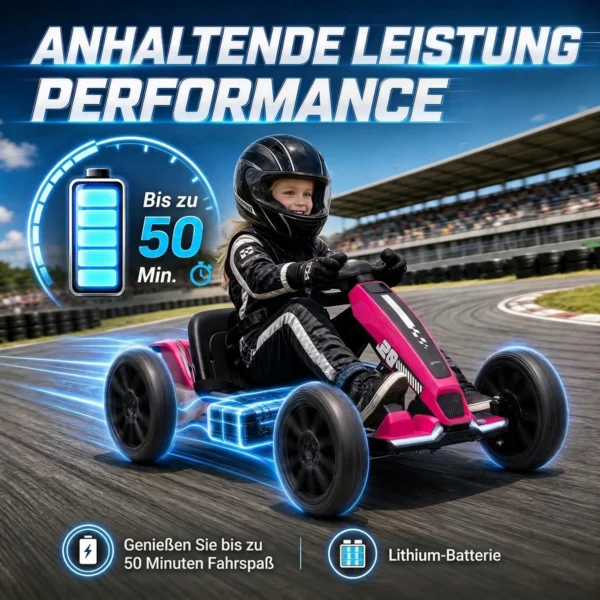 Elektrische Go Kart Voor Kinderen 12V Gokart Met 2 Motoren, 4 voudig Verstelbare Stoel Zachte Start EVA Wielen LED Koplampen