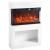 Elektrische Haard Met 3D Vlam Effect, Wandhaard, Elektrische Open Haard, 64 Cm, Wit