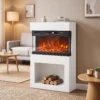 Elektrische Haard Met 3D Vlam Effect, Wandhaard, Elektrische Open Haard, 64 Cm, Wit