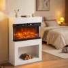 Elektrische Haard Met 3D Vlam Effect, Wandhaard, Elektrische Open Haard, 64 Cm, Wit