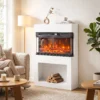Elektrische Haard Met 3D Vlam Effect, Wandhaard, Elektrische Open Haard, 64 Cm, Wit