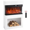 Elektrische Haard Met 3D Vlam Effect, Wandhaard, Elektrische Open Haard, 64 Cm, Wit