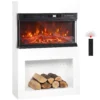 Elektrische Haard Met 3D Vlam Effect, Wandhaard, Elektrische Open Haard, 64 Cm, Wit
