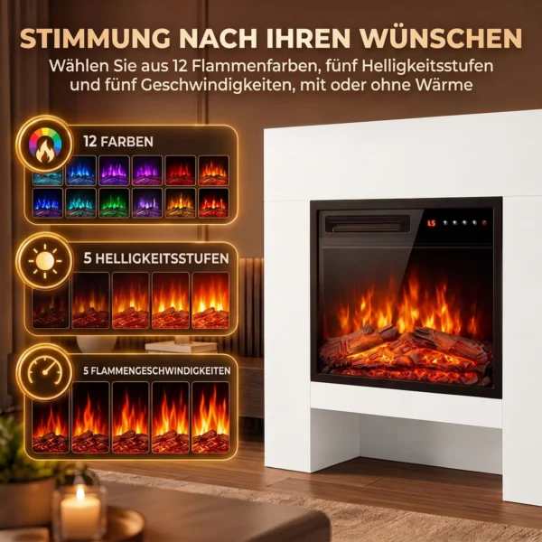 Elektrische Haard Met Schouw Verwarming TV standaard Kachel Inclusief Afstandsbediening 50 Inch 75cm Wit