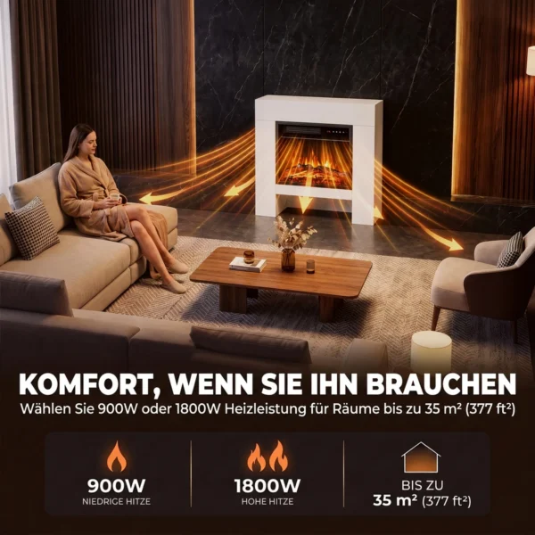Elektrische Haard Met Schouw Verwarming TV standaard Kachel Inclusief Afstandsbediening 50 Inch 75cm Wit