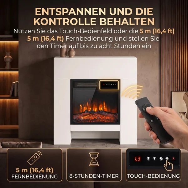Elektrische Haard Met Schouw Verwarming TV standaard Kachel Inclusief Afstandsbediening 50 Inch 75cm Wit