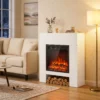 Elektrische Haard Met Schouw Verwarming TV standaard Kachel Inclusief Afstandsbediening 50 Inch 75cm Wit