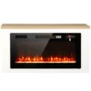 Elektrische Haard Met Verwarming, 12 Vlamkleuren, TV meubel Met Haard Voor TV Tot 55 Inch, 114 Cm Wit