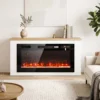 Elektrische Haard Met Verwarming, 12 Vlamkleuren, TV meubel Met Haard Voor TV Tot 55 Inch, 114 Cm Wit