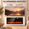 Elektrische Haard Met Verwarming, 12 Vlamkleuren, TV meubel Met Haard Voor TV Tot 55 Inch, 114 Cm Wit