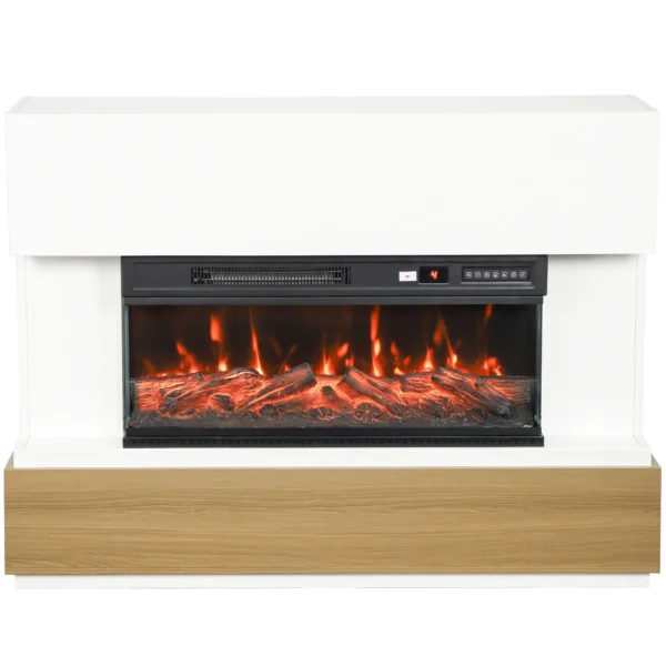 Elektrische Haard Met Verwarming 3 zijdig Panoramavenster 1800W TV meubel 55 Inch Wit
