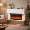 Elektrische Haard Met Verwarming 3 zijdig Panoramavenster 1800W TV meubel 55 Inch Wit