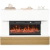 Elektrische Haard Met Verwarming 3 zijdig Panoramavenster 1800W TV meubel 55 Inch Wit
