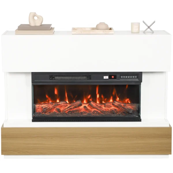 Elektrische Haard Met Verwarming 3 zijdig Panoramavenster 1800W TV meubel 55 Inch Wit