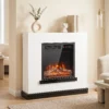 Elektrische Haard Met Verwarming 3D vlam Effect, Elektrische Haard Met Schouw, 80 Cm, Wit