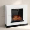 Elektrische Haard Met Verwarming 3D vlam Effect, Elektrische Haard Met Schouw, 80 Cm, Wit