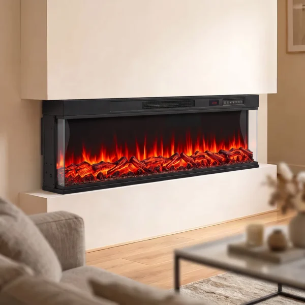 Elektrische Haard Met Verwarming En 12 Vlamkleuren, Wandhaard Met Afstandsbediening 127 Cm