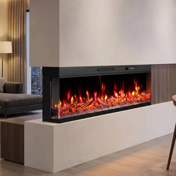 Elektrische Haard Met Verwarming En 12 Vlamkleuren, Wandhaard Met Afstandsbediening 127 Cm