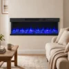 Elektrische Haard Met Verwarming En 12 Vlamkleuren, Wandhaard Met Afstandsbediening 127 Cm