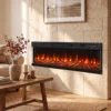 Elektrische Haard Met Verwarming En 12 Vlamkleuren, Wandhaard Met Afstandsbediening 127 Cm