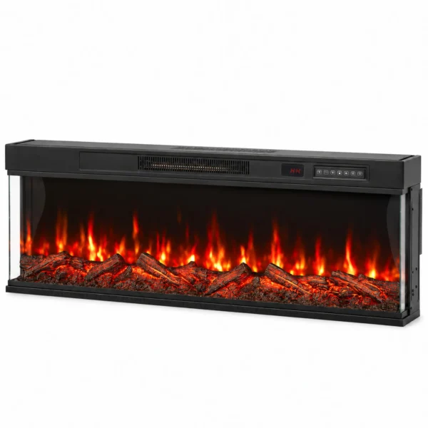 Elektrische Haard Met Verwarming En 12 Vlamkleuren, Wandhaard Met Afstandsbediening 127 Cm
