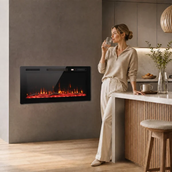 Elektrische Haard Met Vlam Effect En Wandhaard Met Afstandsbediening