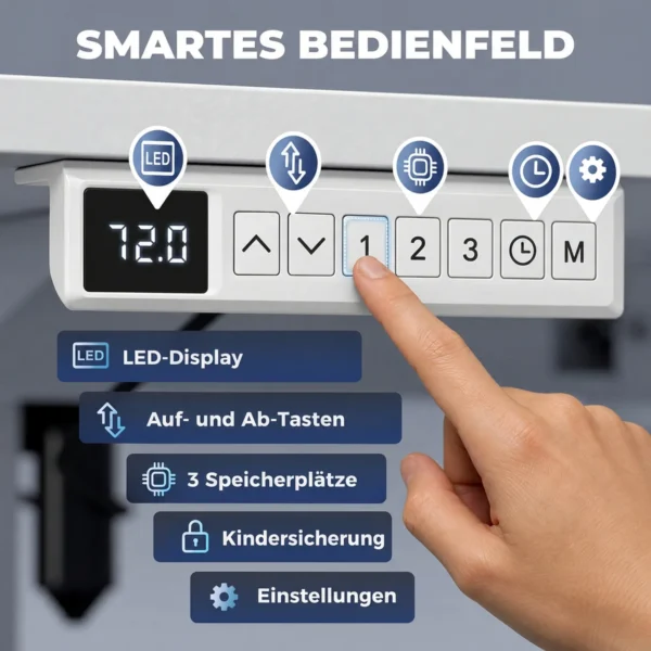 Elektrische Hoekbureau, 3 Opslagruimtes, Kabelbeheer, 2 Haken, L vorm, Wit
