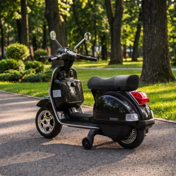 Elektrische Kinder Vespa PX150 12V Motorfiets Met Lithium Batterij 35W 2 Motoren 25° Stuurbegrenzing Voor 3 6 Jaar