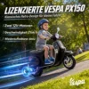 Elektrische Kinder Vespa PX150 12V Motorfiets Met Lithium Batterij 35W 2 Motoren 25° Stuurbegrenzing Voor 3 6 Jaar