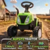 Elektrische Kindertractor Met Afneembare Aanhanger, Opzittractor Met Lithium accu, Voetpedaal, Muziek, Claxon, Licht, Groen
