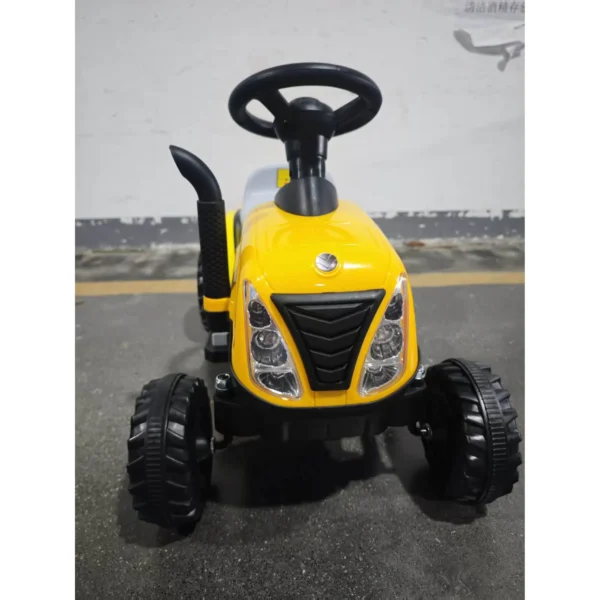 Elektrische Kindertractor Met Afneembare Aanhanger, Opzittractor Met Lithiumbatterij, Voetpedaal, Muziek, Claxonlicht, Geel