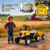 Elektrische Kindertractor Met Afneembare Aanhanger, Opzittractor Met Lithiumbatterij, Voetpedaal, Muziek, Claxonlicht, Geel