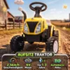 Elektrische Kindertractor Met Afneembare Aanhanger, Opzittractor Met Lithiumbatterij, Voetpedaal, Muziek, Claxonlicht, Geel