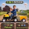 Elektrische Kindertractor Met Afneembare Aanhanger, Opzittractor Met Lithiumbatterij, Voetpedaal, Muziek, Claxonlicht, Geel