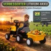 Elektrische Kindertractor Met Afneembare Aanhanger, Opzittractor Met Lithiumbatterij, Voetpedaal, Muziek, Claxonlicht, Geel