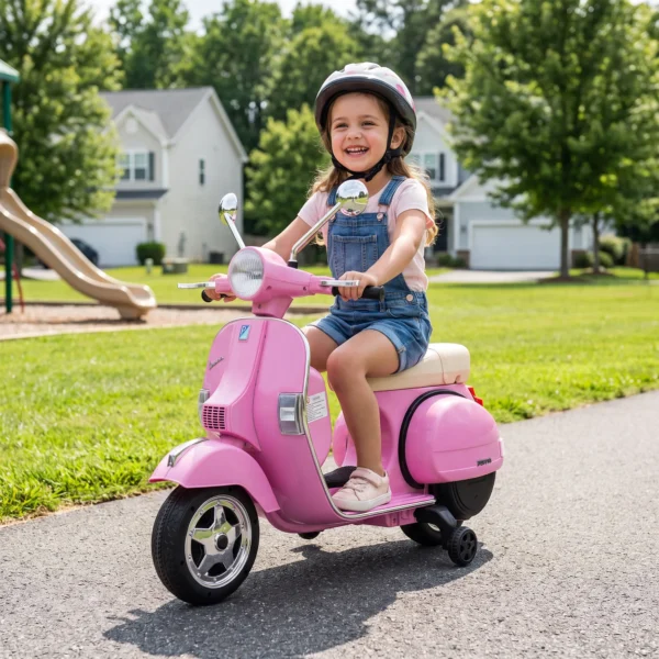 Elektrische Motorfiets Kinderen Vespa PX150 12V Elektrische Motorfiets Met Lithium Batterij 35W 2 Motoren 25° Stuurbegrenzing Voor 3 6 Jaar