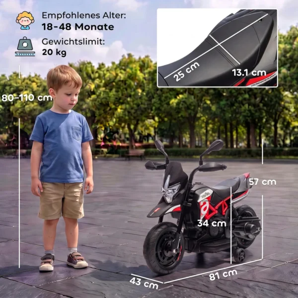 Elektrische Motorfiets Voor Kinderen APRILIA 6 V Elektrische Motorfiets Met Lithium Batterij 25W Motor 30° Stuurbeperking Afneembare Steunwielen