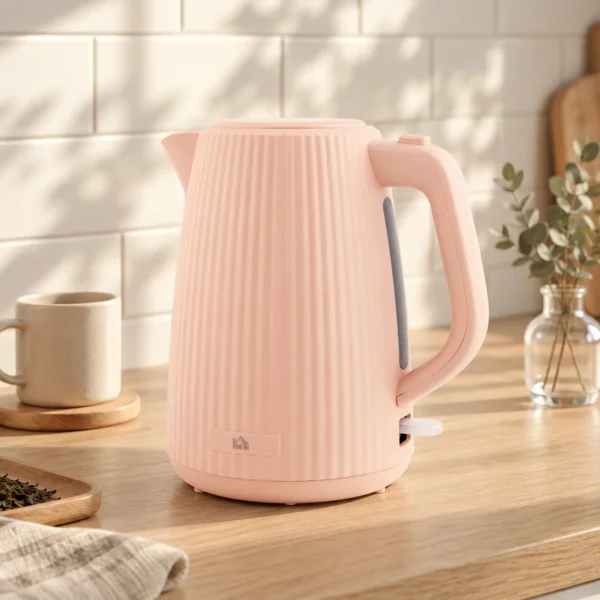 Elektrische Waterkoker, 1,7L, Snelkookfunctie, 2200W, Met Verwijderbare Kalkfilter, Automatische Uitschakeling, Roze