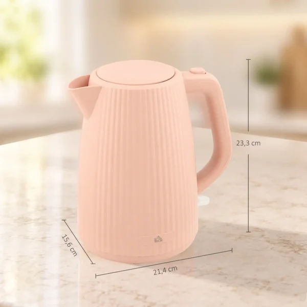Elektrische Waterkoker, 1,7L, Snelkookfunctie, 2200W, Met Verwijderbare Kalkfilter, Automatische Uitschakeling, Roze