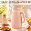 Elektrische Waterkoker, 1,7L, Snelkookfunctie, 2200W, Met Verwijderbare Kalkfilter, Automatische Uitschakeling, Roze