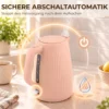 Elektrische Waterkoker, 1,7L, Snelkookfunctie, 2200W, Met Verwijderbare Kalkfilter, Automatische Uitschakeling, Roze