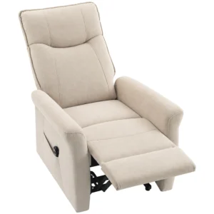Elektrischer Relaxsessel Mit Liegefunktion, TV Sessel Mit Aufstehhilfe Und Fußstütze, Bis 150kg Creme